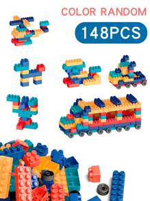106/148/256pcs 现代彩色小颗粒积木玩具（带轮子）儿童拼装玩具男孩女孩大脑开发益智玩具3-12岁房间装饰冬季礼物男孩房间游戏室, 积木, 男孩玩具 - 彩色 - 查看 4