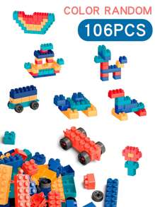 106/148/256pcs 现代彩色小颗粒积木玩具（带轮子）儿童拼装玩具男孩女孩大脑开发益智玩具3-12岁房间装饰冬季礼物男孩房间游戏室, 积木, 男孩玩具 - 彩色 - 查看 3