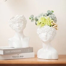 雕像形狀的花瓶，適合客廳、臥室、書房桌面裝飾、家居裝飾品，非常適合農曆新年和其他節日禮物。