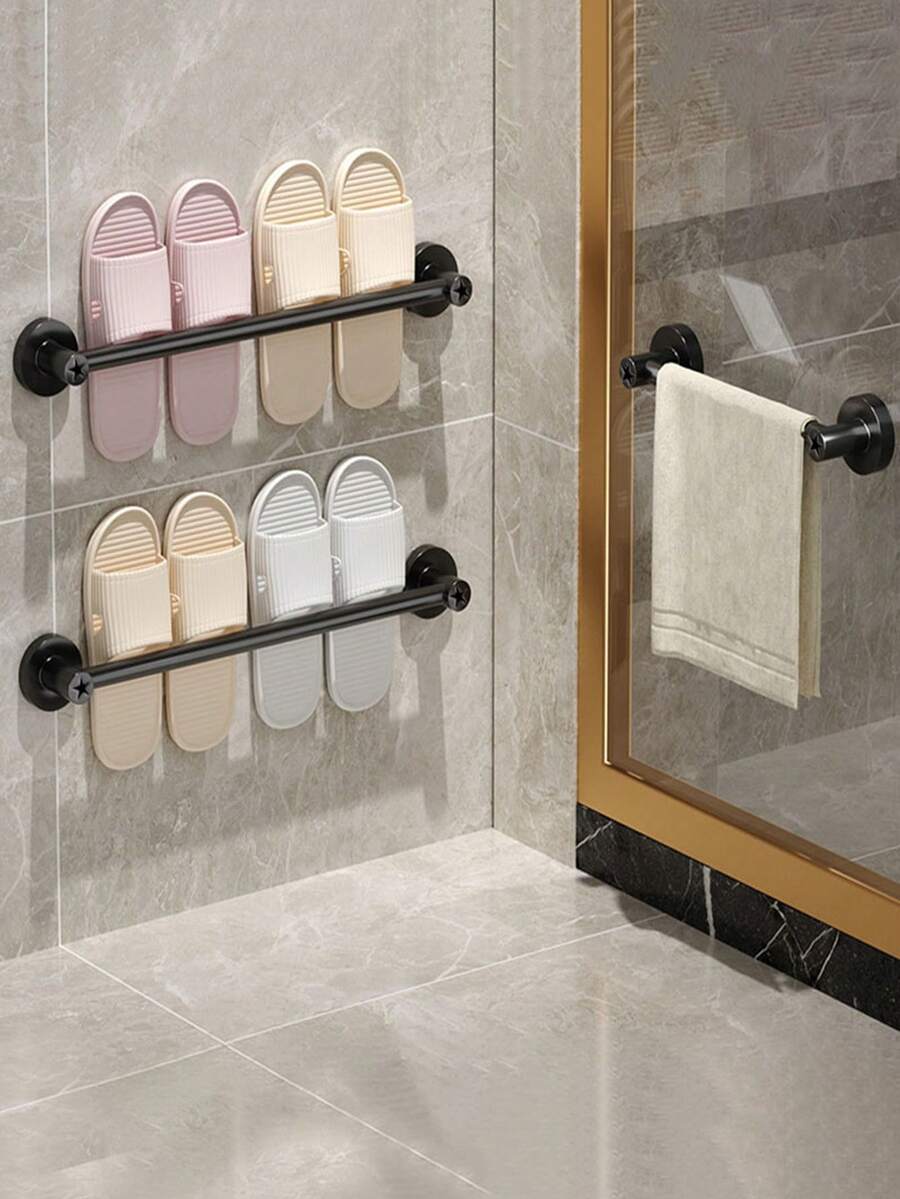 1入組70cm/27.56in拖鞋架多功能收納架鉤掛式牆掛組織器,適用於浴室、廁所、洗手間,不留痕跡 - 70 厘米/27.56 英寸 - 查看 1