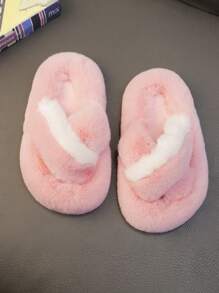 1 双女童秋冬毛绒拖鞋韩版舒适居家户外穿着ins风一脚蹬拖鞋