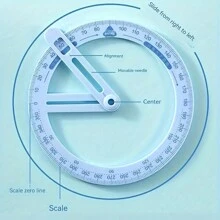 Transportador De Ayuda Para Enseñanza De Ángulo Móvil De 360 Grados, Transportador De Matemáticas, Regla De Ángulo Multifuncional De Geometría Para Estudiantes, 1 Ud. - Multicolor - Ver 5