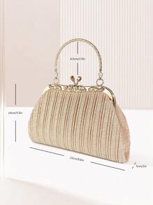 SIIZA 女士手提包，优雅时尚闪亮手拿包/托特包/链条单肩包，适合晚宴/派对/旅行 - 香檳色 - 查看 5