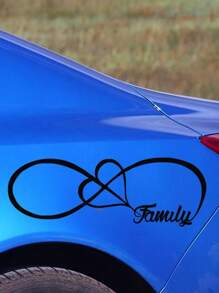 1張創意汽車貼紙,家庭愛心貼花貼在汽車的車身上 - 黑色 - 查看 1