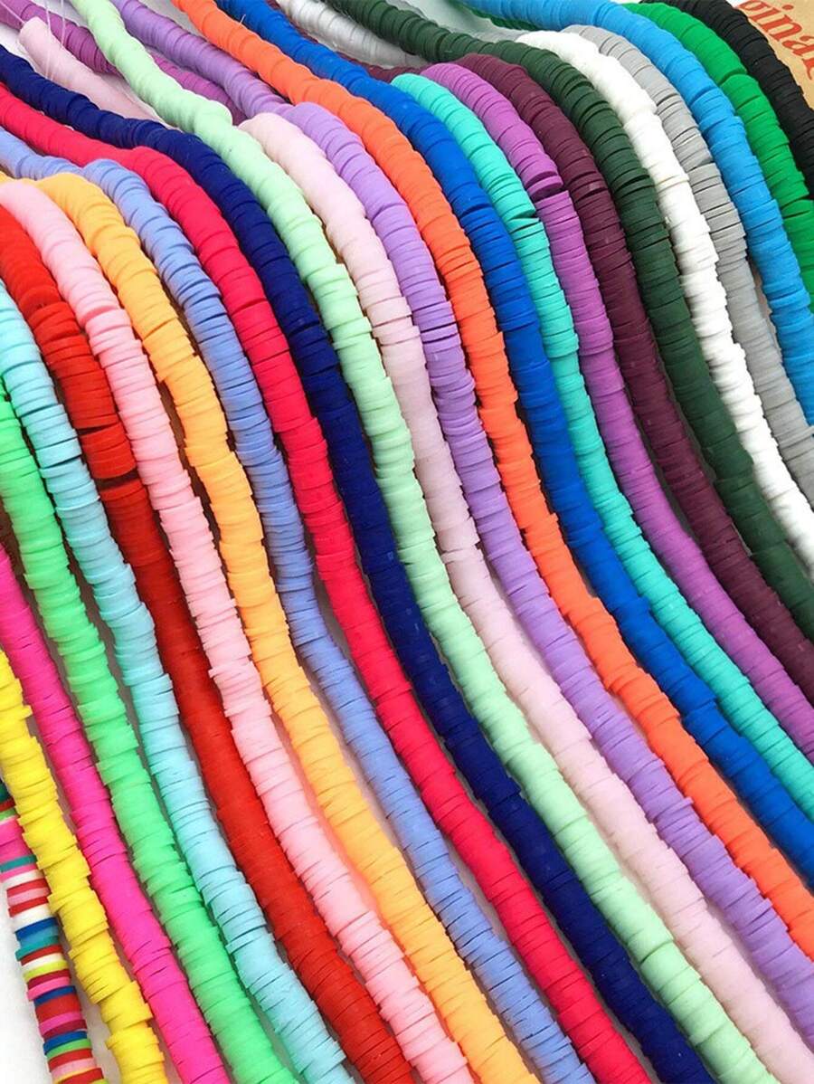 1 Strand Approx. 350pcs 6mm Colorful Polymer Clay Disc Loose Beads For Diy Jewelry Making - 6mm - View 1