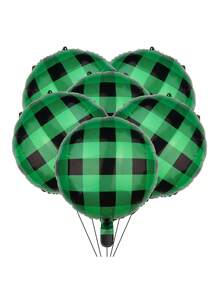 6 Piezas Globos A Cuadros Verdes De 18 Pulgadas - Multicolor - Ver 1