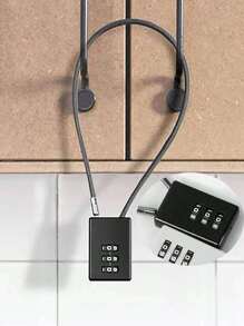 1pc Flexible Steel Wire Lock, 3-digit Combination Lock, Made Of Steel Cable And Zinc Alloy, Password Modifiable, Compact And Portable, Suitable For Anti-theft Of Electric Cars, Helmets, Bicycles, Baby Carriages, Suitcases, Backpacks And Cabinets