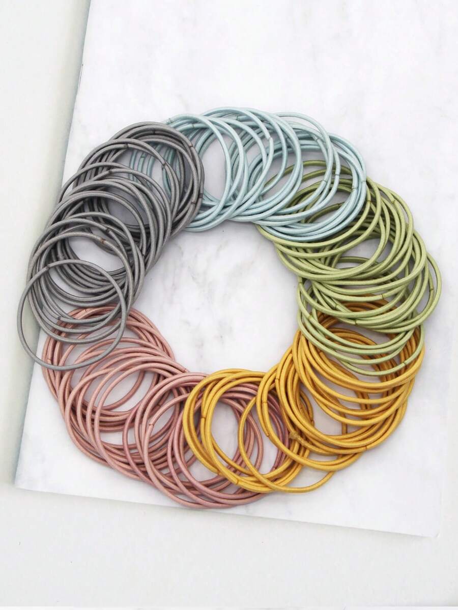 100入組瓶裝多色女士各尺寸髮圈 - 彩色 - 查看 1