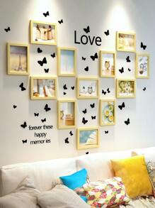 Creative Home Decor Photo Frame Wall Collage Set With 12pcs Picture Frames In 5/6/7/8/10 Inches, Black & White, Suitable For Mother's Day, Bedroom Decoration, Wedding Gift, Includes Random Photo Cards & Butterfly Stickers