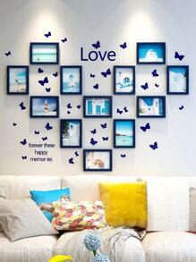 Creative Home Decor Photo Frame Wall Collage Set With 12pcs Picture Frames In 5/6/7/8/10 Inches, Black & White, Suitable For Mother's Day, Bedroom Decoration, Wedding Gift, Includes Random Photo Cards & Butterfly Stickers