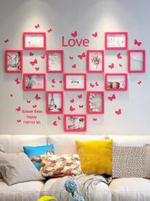 Creative Home Decor Photo Frame Wall Collage Set With 12pcs Picture Frames In 5/6/7/8/10 Inches, Black & White, Suitable For Mother's Day, Bedroom Decoration, Wedding Gift, Includes Random Photo Cards & Butterfly Stickers