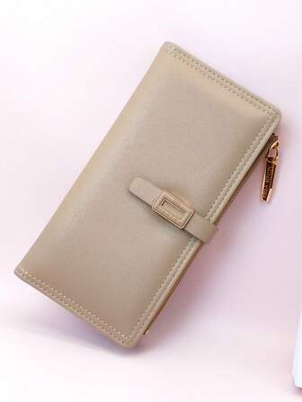 MINGYOU Long Women's Young Fashion Buckle Sweet Cute Wallet, Exquisite Zipper Purse Student Multi-Function Wallet Card Clip Student Gift