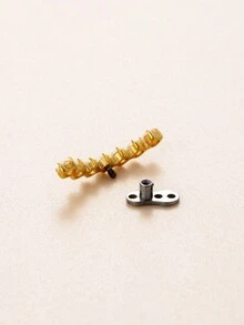 1 Pieza Estudio De Diamante Enterrado De Titanio G23 De Moda Y Simple - Dorado - Ver 9