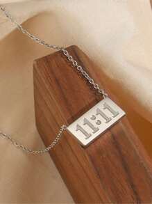 1 pièce Collier pendentif numéro d'ange 11:11 en acier inoxydable à la mode, bijou protecteur de tous les jours pour femmes, cadeau de Noël/anniversaire