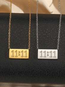1 pièce Collier pendentif numéro d'ange 11:11 en acier inoxydable à la mode, bijou protecteur de tous les jours pour femmes, cadeau de Noël/anniversaire