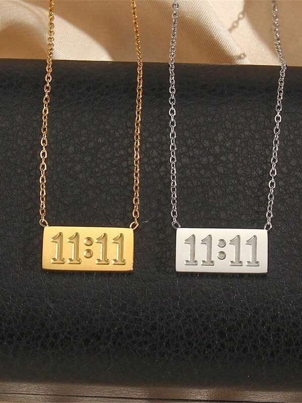 1 pièce Collier pendentif numéro d'ange 11:11 en acier inoxydable à la mode, bijou protecteur de tous les jours pour femmes, cadeau de Noël/anniversaire