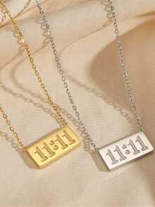 1 pièce Collier pendentif numéro d'ange 11:11 en acier inoxydable à la mode, bijou protecteur de tous les jours pour femmes, cadeau de Noël/anniversaire