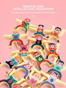 1組16個堆疊積木桌面親子平衡遊戲玩具 - 彩色 - 查看 3