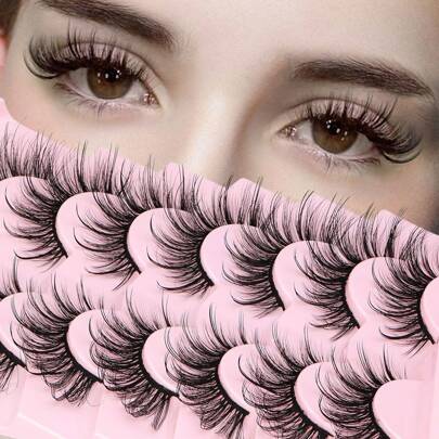 7 Pairs Faux Mink Lashes With Wispy Fairy, Cat Eye And Spiky Strip Design, Natural Look, For Eyelash Extension