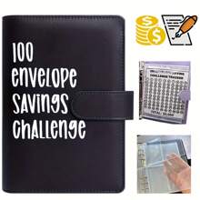 1 Set 100 Envelope Challenge Binder Easy And Fun Way To Save $5,050 Savings MoneyChallenges Binder Budget Binder With Cash Notebook 25 Inner Pages (without Numbers)+ 1pc Digital Page