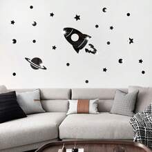 24入組火箭形鏡子牆貼,創意家居裝飾,適用於客廳、臥室背景牆