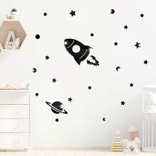 24入組火箭形鏡子牆貼,創意家居裝飾,適用於客廳、臥室背景牆