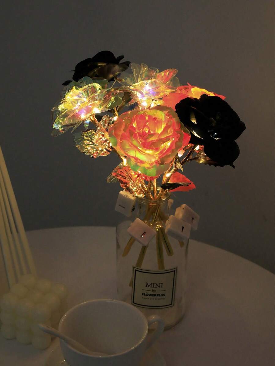 1個人工花卉裝飾,花盆燈銅線造型,室內多色燈 - 黃色 - 查看 1