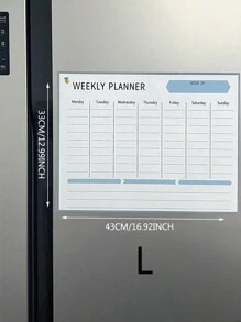 1pc Magnetic Refrigerator Calendar Magnet Whiteboard Wall Sticker, Study Schedule Board - White - View 6