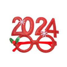1入組2024聖誕老人派對眼鏡,成人禮物派對裝飾,多種顏色可選 - 紅色 - 查看 3