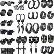 36pcs Nam Bộ bông tai - Màu bạc Thép không gỉ Vượt qua Vòng & Bông tai stud Thời trang Đồ trang sức xuyên thấu Đối với Sinh nhật , Buổi tiệc Và - Bạc - Xem 2
