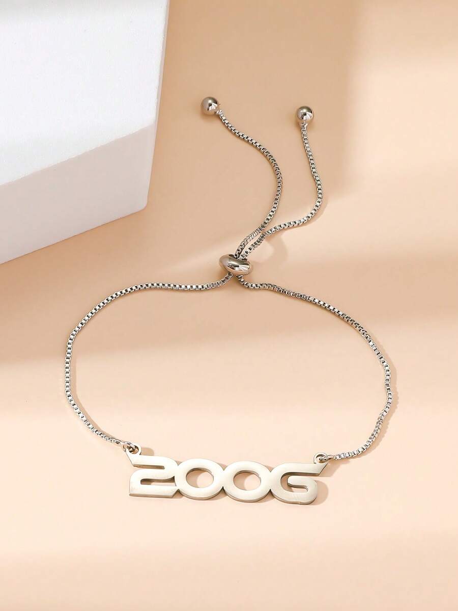 1 cái Thời trang Phong cách Thép không gỉ Sinh Số Vật rủ xuống Vòng tay Sinh nhật - Bạc - Xem 1