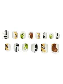 24入組長方形手甲,卡通青蛙、小熊、老虎圖案提供給學生、職場女性、派對、舞蹈及日常佩戴