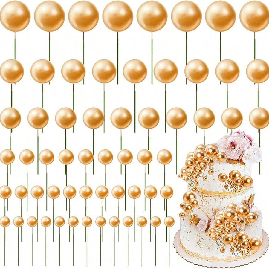 10 件金色/银色球形蛋糕装饰，圣诞节 - 金色 - 查看 1