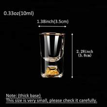 1pc Chinese Style Gold Foil Design Strong Glass Liquor Cup Suitable For Whiskey, Tequila & Vodka, Mini Shot Glass, Great For Party, Bar & Club - Clear - View 3