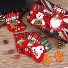 1pc 16*12cm Christmas Stocking Gift Bag For Decorations, Santa Claus Gift Candy Bag For Parties - English socks deer - View 3