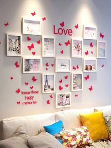 Creative Home Decor Photo Frame Wall Collage Set With 12pcs Picture Frames In 5/6/7/8/10 Inches, Black & White, Suitable For Mother's Day, Bedroom Decoration, Wedding Gift, Includes Random Photo Cards & Butterfly Stickers