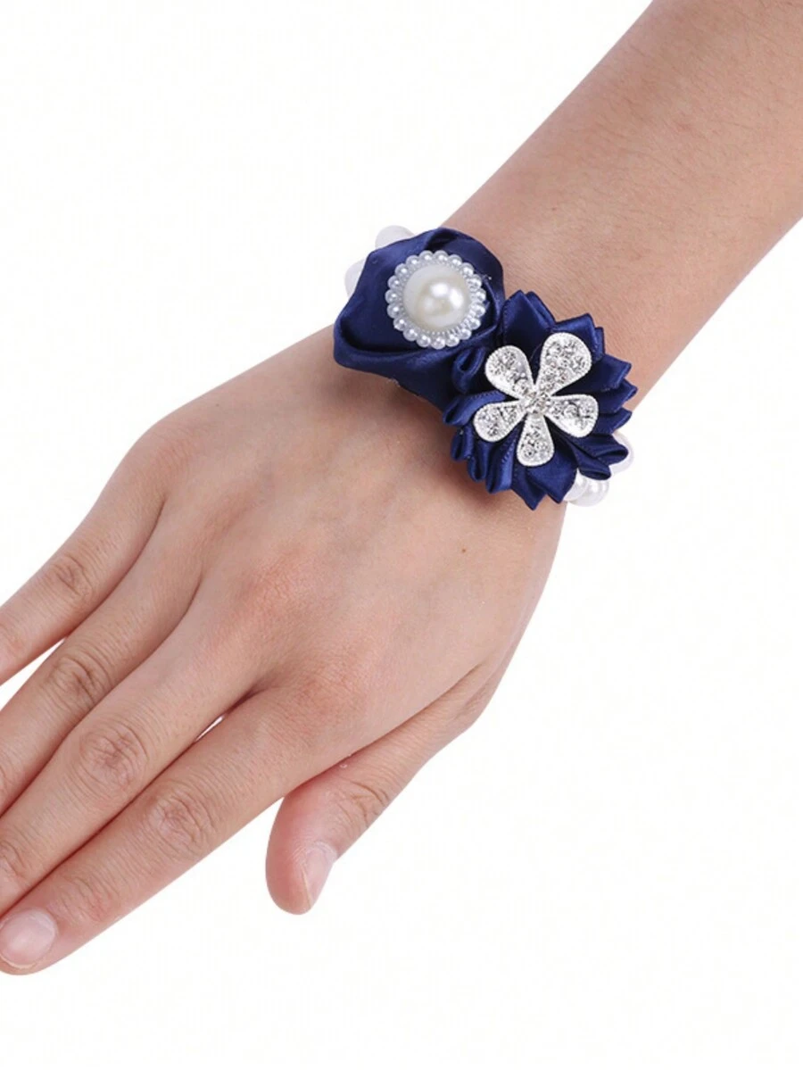 1入新款結婚手腕花為新郎而設,鑲有水晶玫瑰花結婚花束為新娘或最好的朋友而設