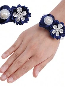 1入新款結婚手腕花為新郎而設,鑲有水晶玫瑰花結婚花束為新娘或最好的朋友而設