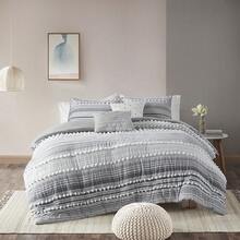 Cotton Duvet Cover Set - Grey - View 3