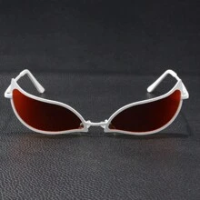 Doflamingo Style Straw Hat & Style Sunglasses Red Mirror Polarized Cat Eye Sunglasses Street Sunglasses Beach Sun Glasses Halloween - Red - View 3