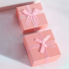 蝴蝶結首飾盒,正方形保鮮膜包裝,戒指項鍊首飾盒,小禮品盒1個