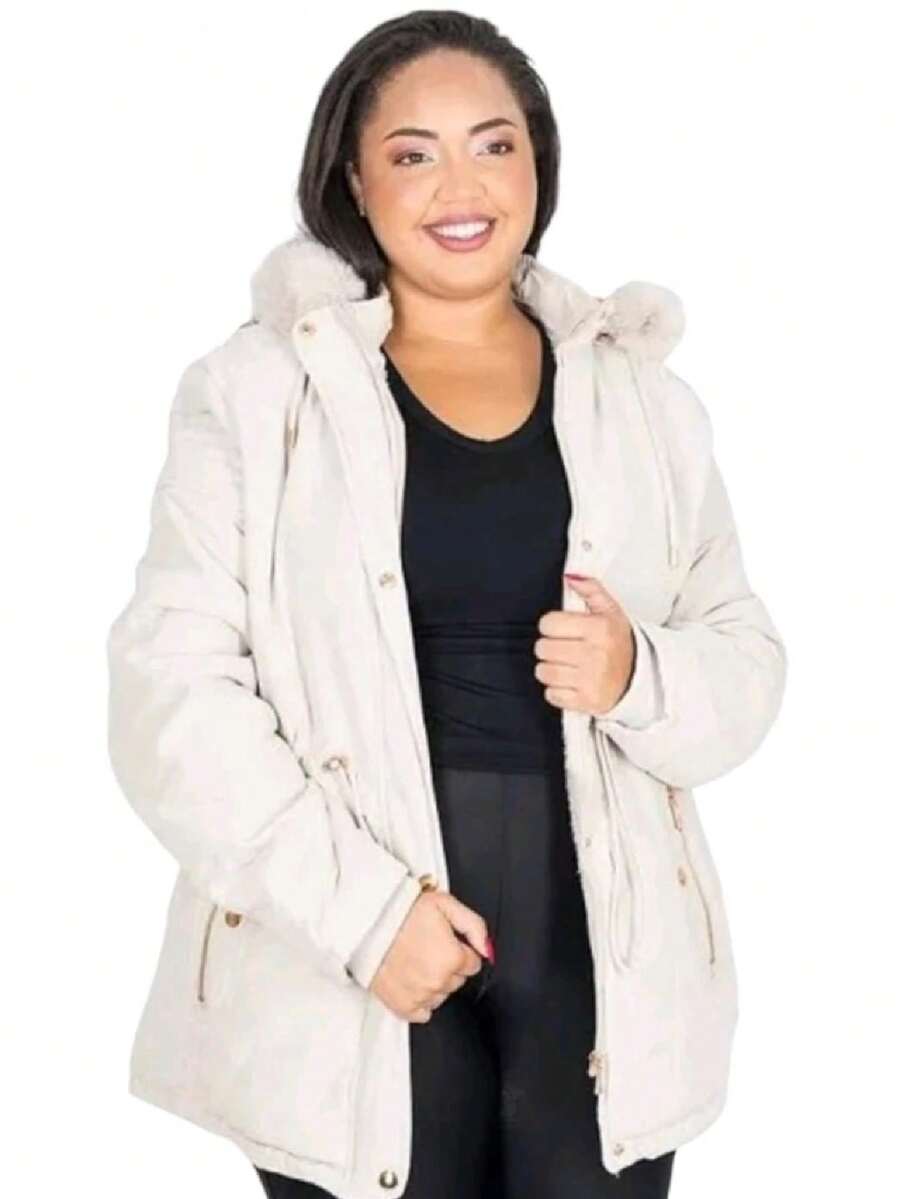 Plus Size Overcoats - Beige - View 1