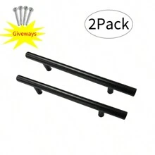 2入組附螺絲的不銹鋼抽屜手柄,適用於廚房櫥櫃、臥室衣櫥、所有抽屜,堅固耐用 - 黑色 - 查看 1