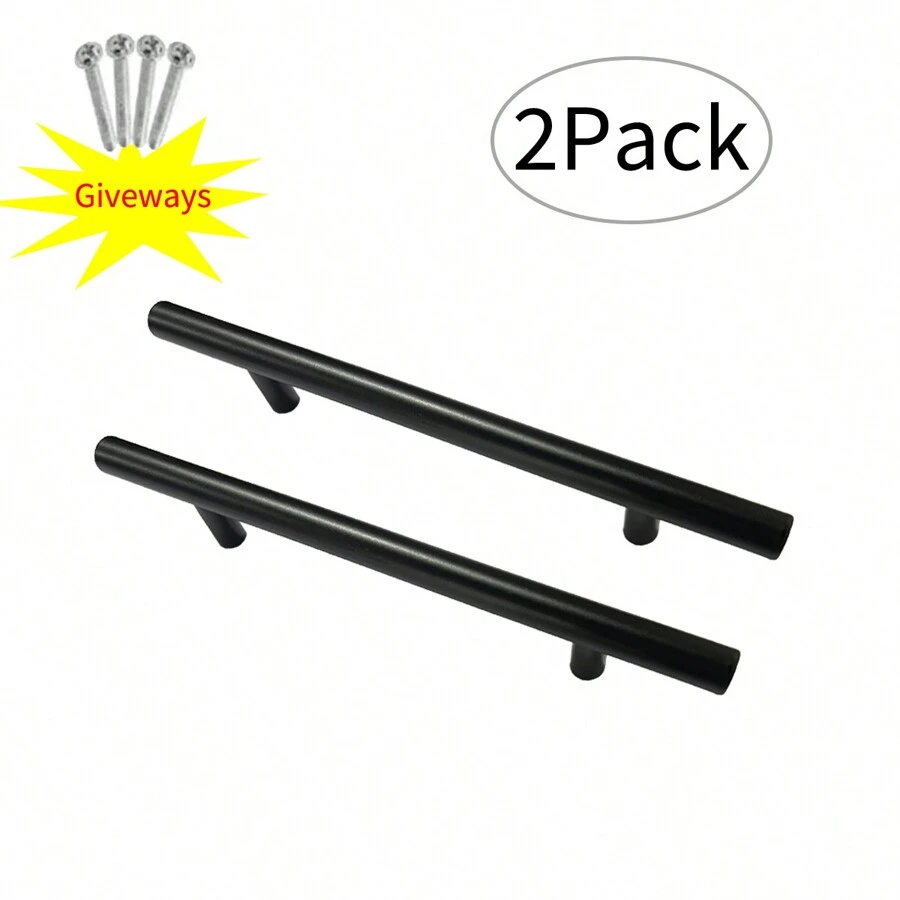 2入組附螺絲的不銹鋼抽屜手柄,適用於廚房櫥櫃、臥室衣櫥、所有抽屜,堅固耐用 - 黑色 - 查看 1