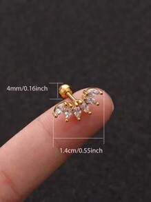 1 Pc Cute CZ Stud Earrings For Women Girls 6 Claws Crown 18K Gold Plated Cartilage Earrings Helix Tragus Piercing Jewelry