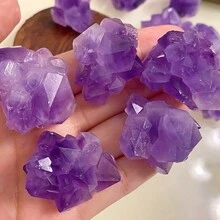 2pcs Natural Purple Crystal Flower & Raw Crystal Single Point Stone For Aromatherapy Diffuser - Purple - View 1