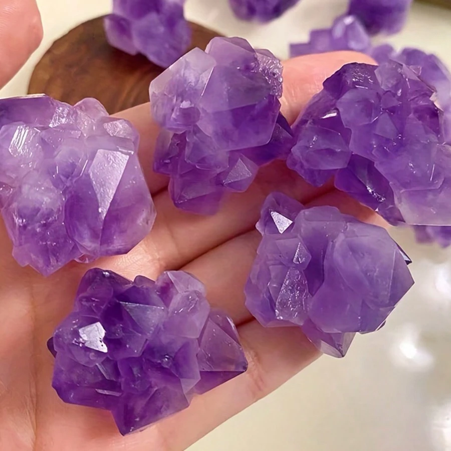 2pcs Natural Purple Crystal Flower & Raw Crystal Single Point Stone For Aromatherapy Diffuser - Purple - View 1