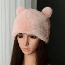 1頂短毛絨秋冬女帽,保暖厚實帶扣耳帽,歐洲風格休閒帽