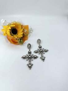 Đúng mốt Phong cách mới Vượt qua Xu hướng: Cắt giảm Hoa tai - Màu Bạc Cổ - Xem 4