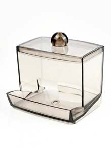 1 cái Acrylic Giá đỡ Với Nắp , Trong sáng Nhỏ bé Máy Phân phối , Nhựa Tai Gậy Giá đỡ , Tăm xỉa răng Lưu trữ Thùng đựng hàng , Phòng tắm Mặt bàn Trang trí Lưu trữ Hộp đựng - màu đen - Xem 2